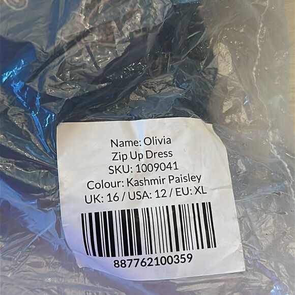 Saint + Sofia Olivia Zip Up Midi‎ Dress Kashmir Paisley LS Smocked size 12 NWT - Picture 8 of 9